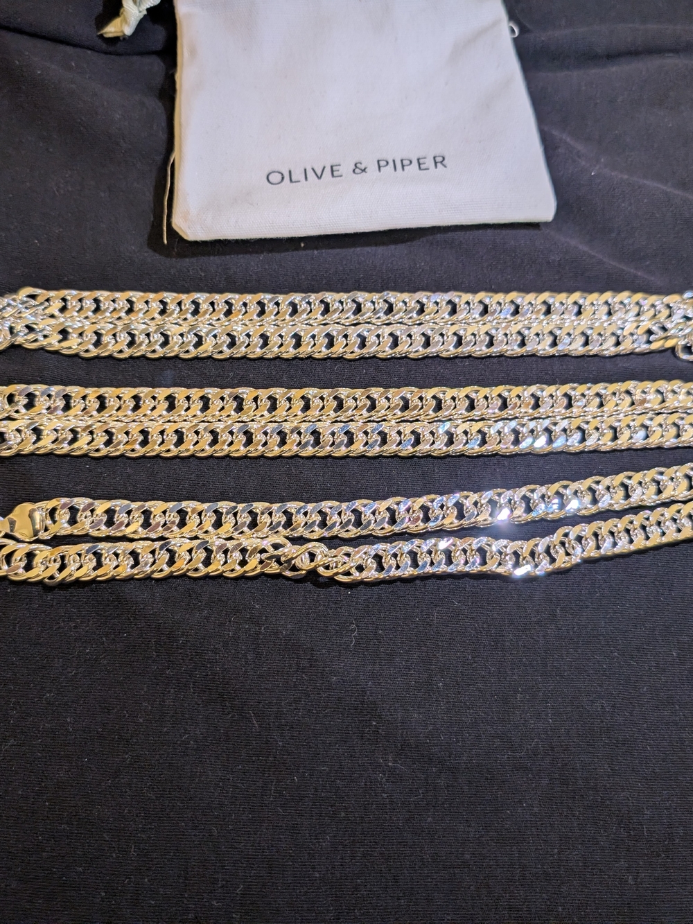 S925 Silver Plated Chain -Tone Layered Chain
